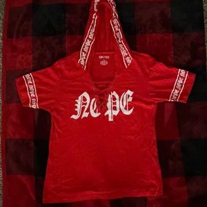 Large “Nope” Hooded Graphic Tee